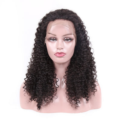 중국 칠흑색 진짜 처녀 머리 레이스 가발, 100닢의 인간적인 가득 차있는 레이스 가발 비꼬인 꼬부라진 협력 업체